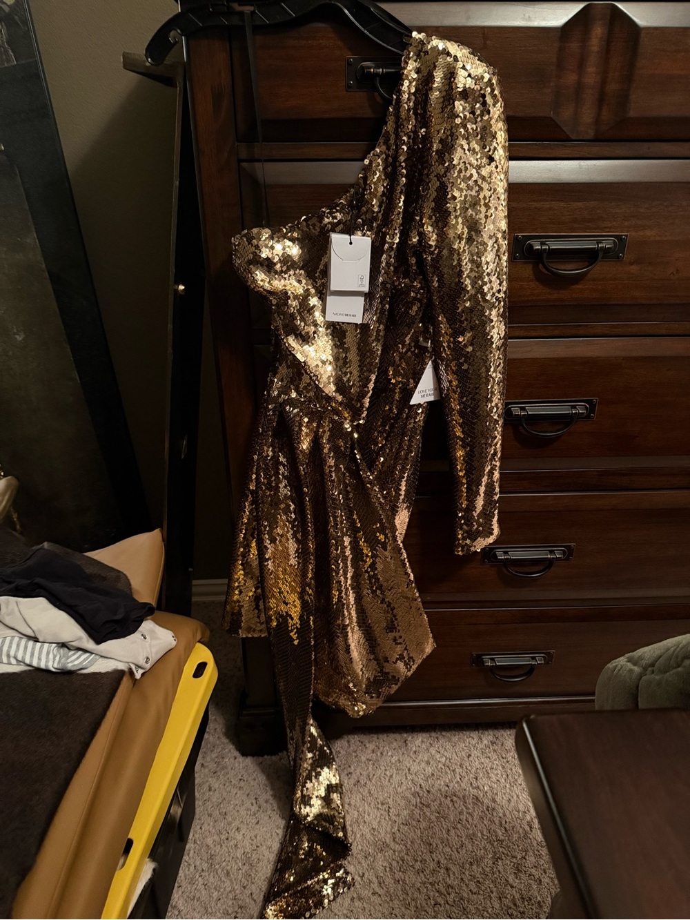 NADINE MERABI Gold Sequin Dress